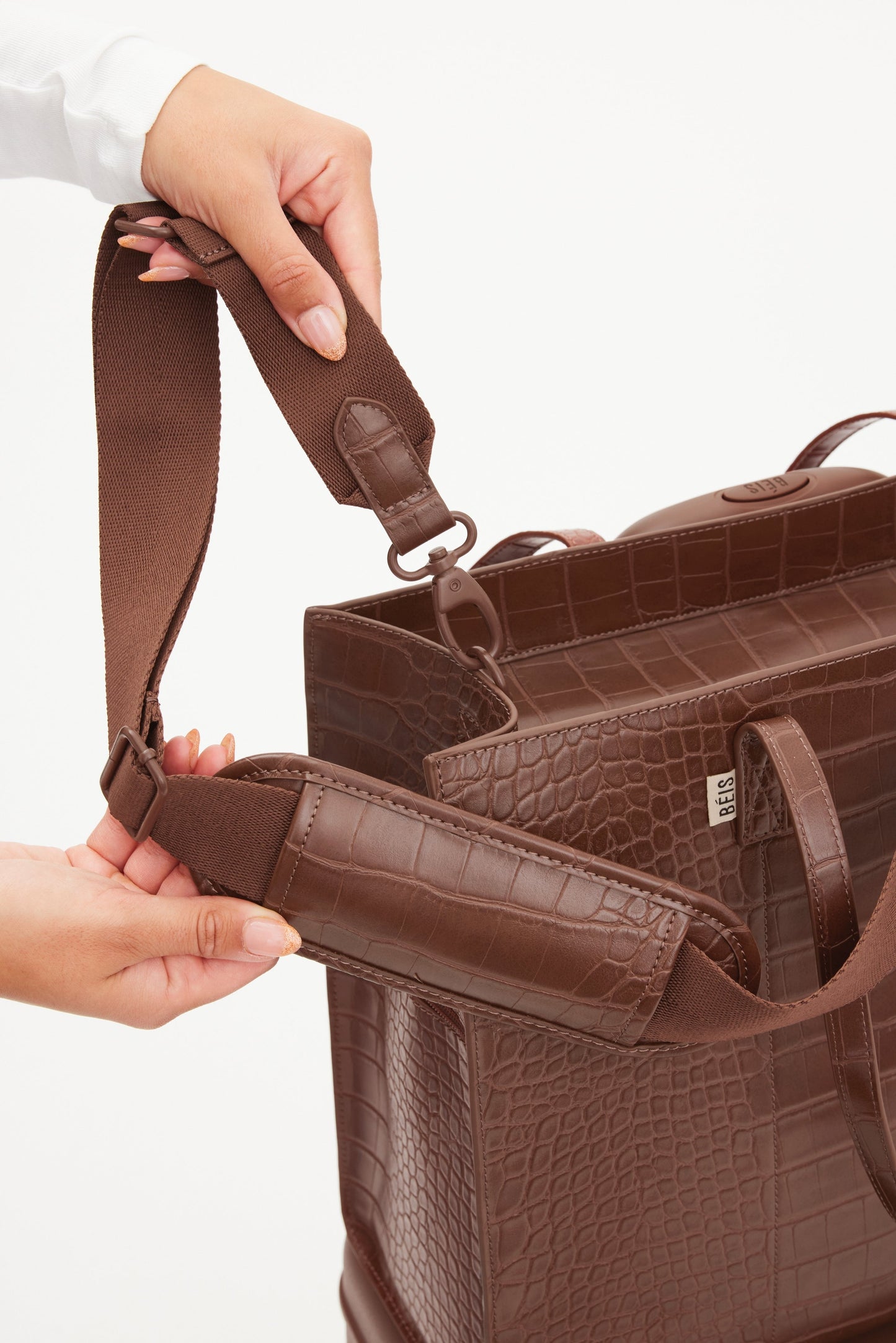 The Large Work Tote in Maple Croc