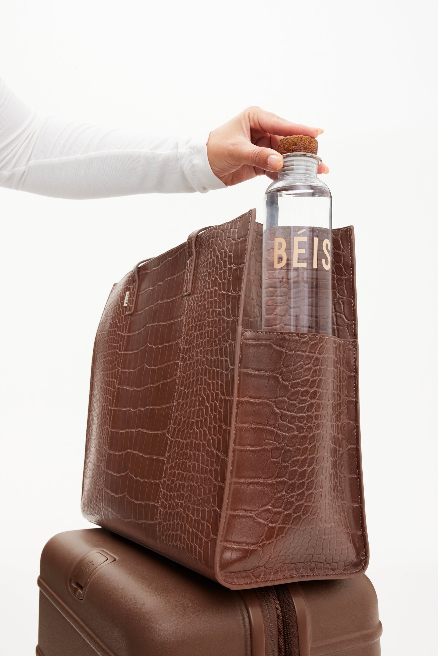 The Large Work Tote in Maple Croc
