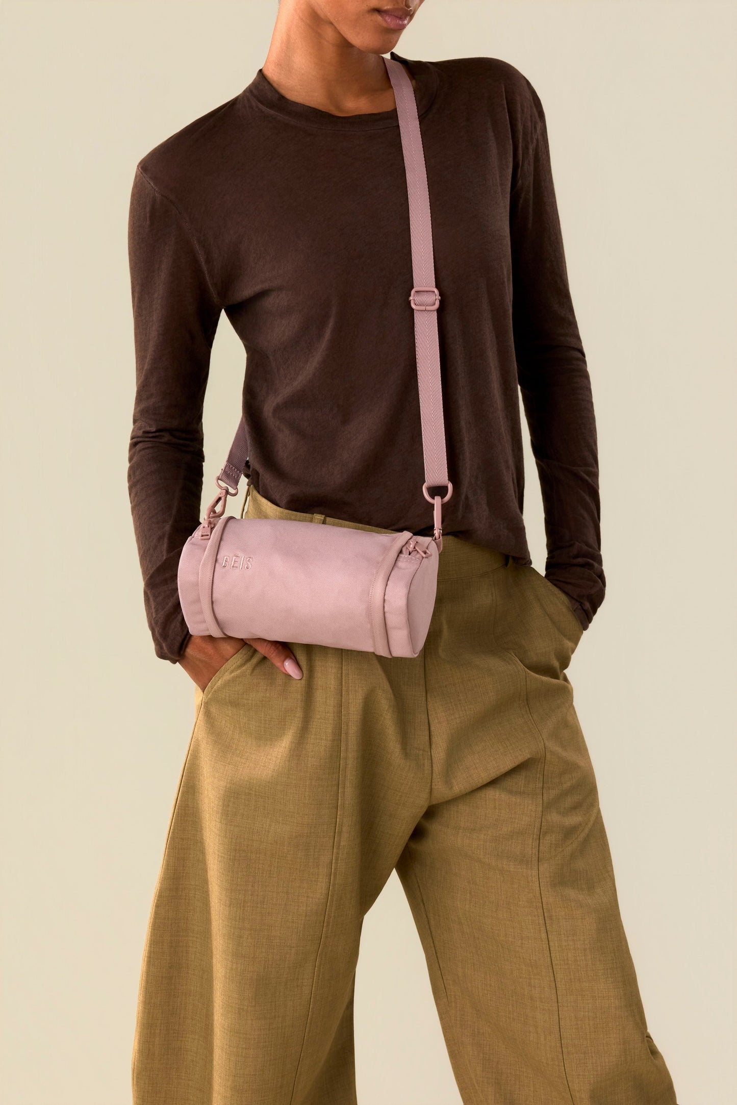 The Expandable Crossbody Charm in Atlas Pink