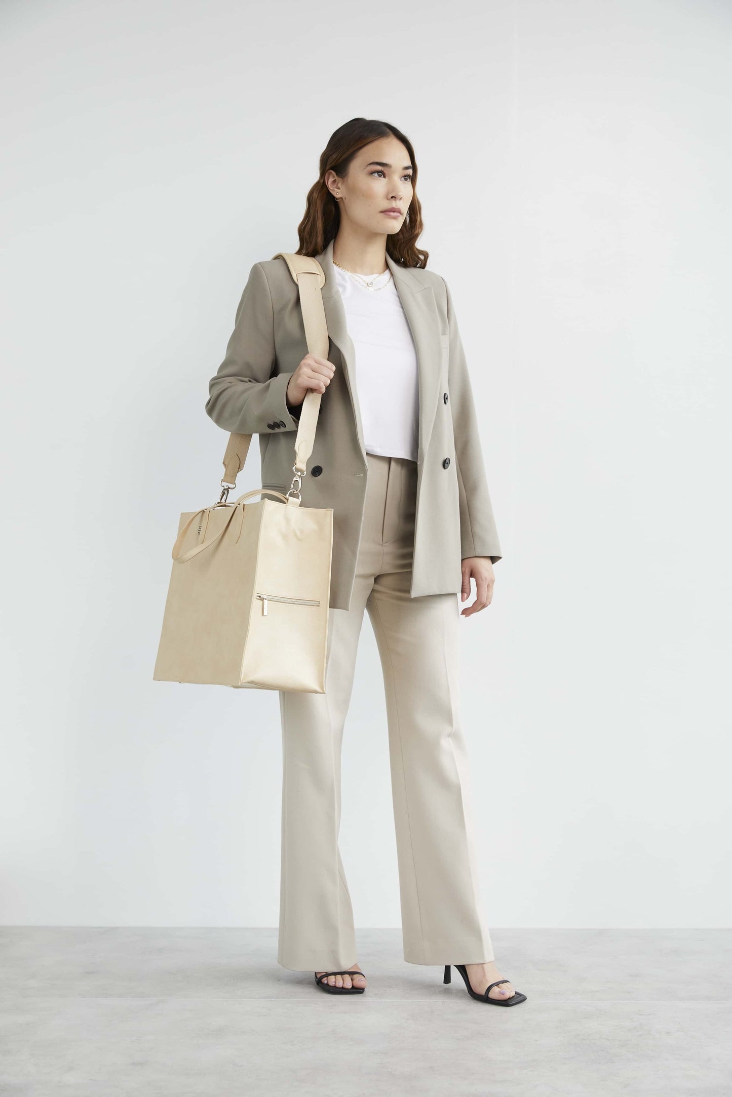The Large Work Tote in Beige